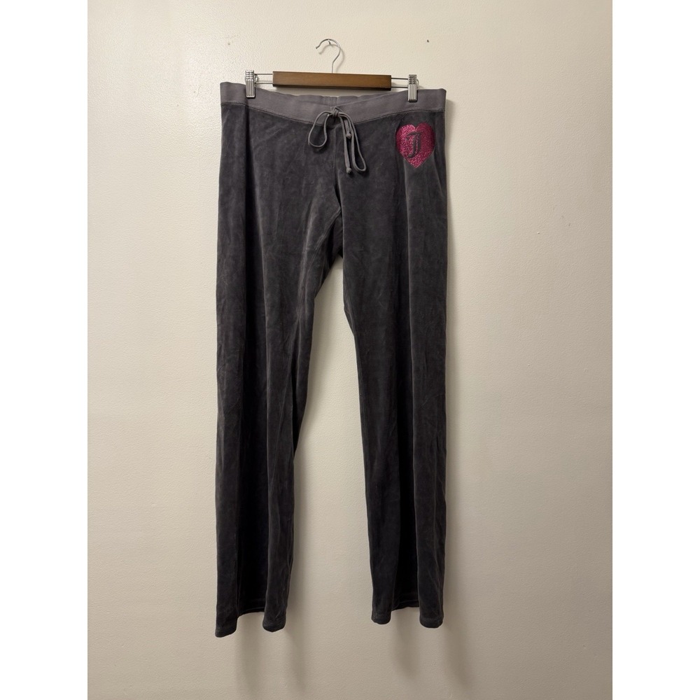 Vintage Juicy Couture Velour Velvet Gray Large Track Pants Made In USA NWT